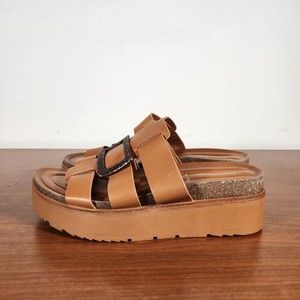 Franco Sarto Womens Patricia 2 Leather Slip On Platform Sandals Shoes Size 7.5